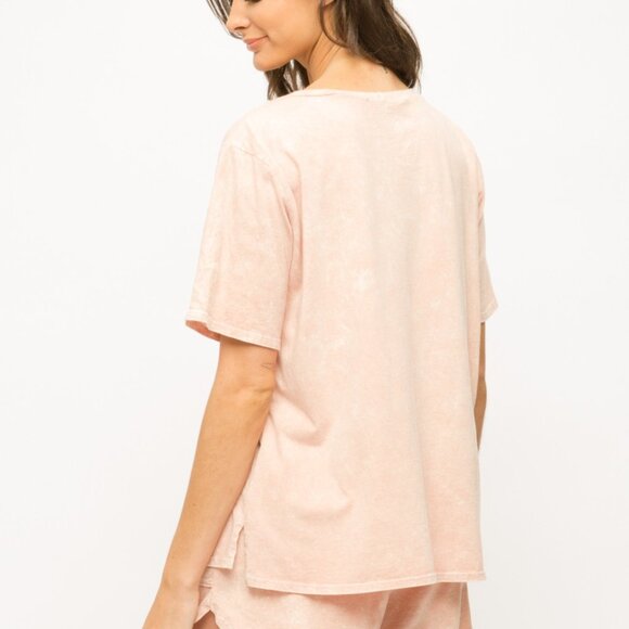 MYSTREE Blush Moon Graphic Cut-Out Shoulder Tee Top | Soft Wash Celestial - Picture 3 of 4
